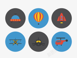 空中客机卡通扁平飞行器圆形图标高清图片