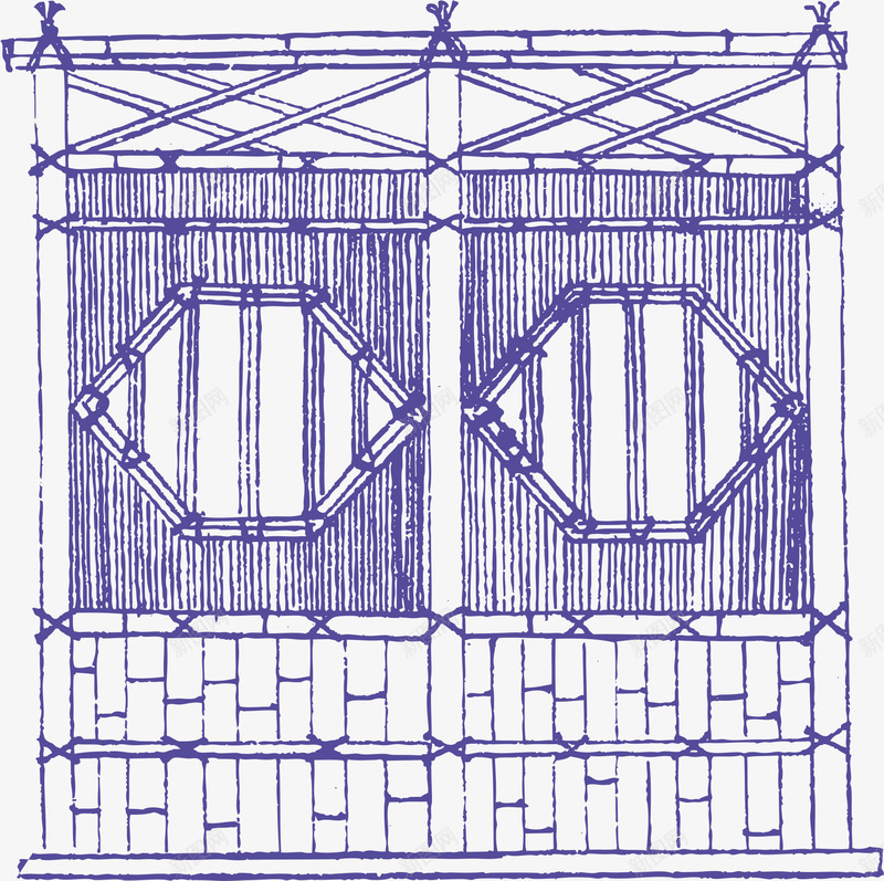 竹子大门矢量图ai免抠素材_88icon https://88icon.com 中国风栏杆 古风栏杆 古风装饰栏杆 手绘大门 木栏杆 竹子门 铁栏杆 阳台栏杆 矢量图