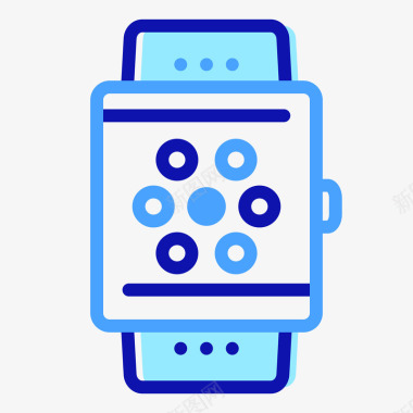 蓝色手绘智能手表元素矢量图图标图标