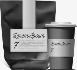 黑色纸袋和咖啡杯素材