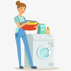 免物业费社区清洁工洗衣服插画矢量图高清图片