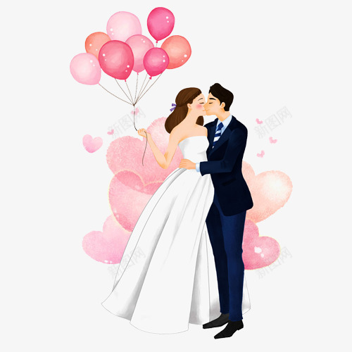 浪漫婚姻卡通插画psd免抠素材_88icon https://88icon.com 卡通插画 婚姻 婚纱 浪漫 爱情 白裙子 粉色气球 设计