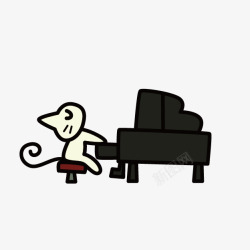 手绘小猫弹钢琴素材