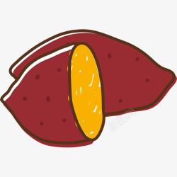 烤地瓜卡通美食烤红薯插画高清图片