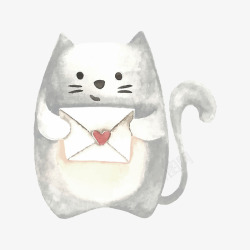 情人节送情书的宠物猫插画矢量图素材