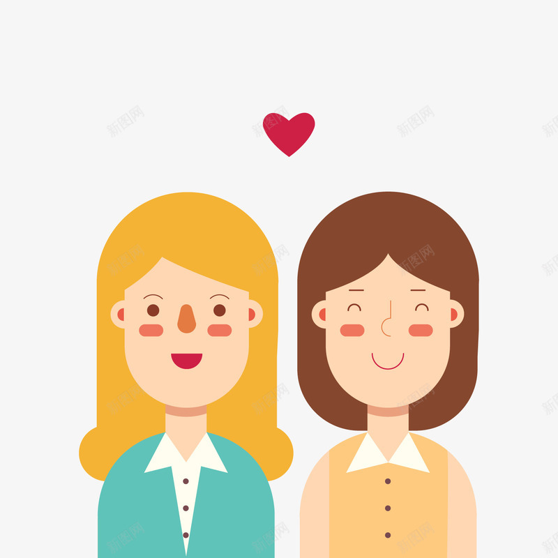 创意国际友谊日的2个女孩png免抠素材_88icon https://88icon.com 卡通人物 卡通女孩 国际友谊日 微笑 笑脸 背景装饰