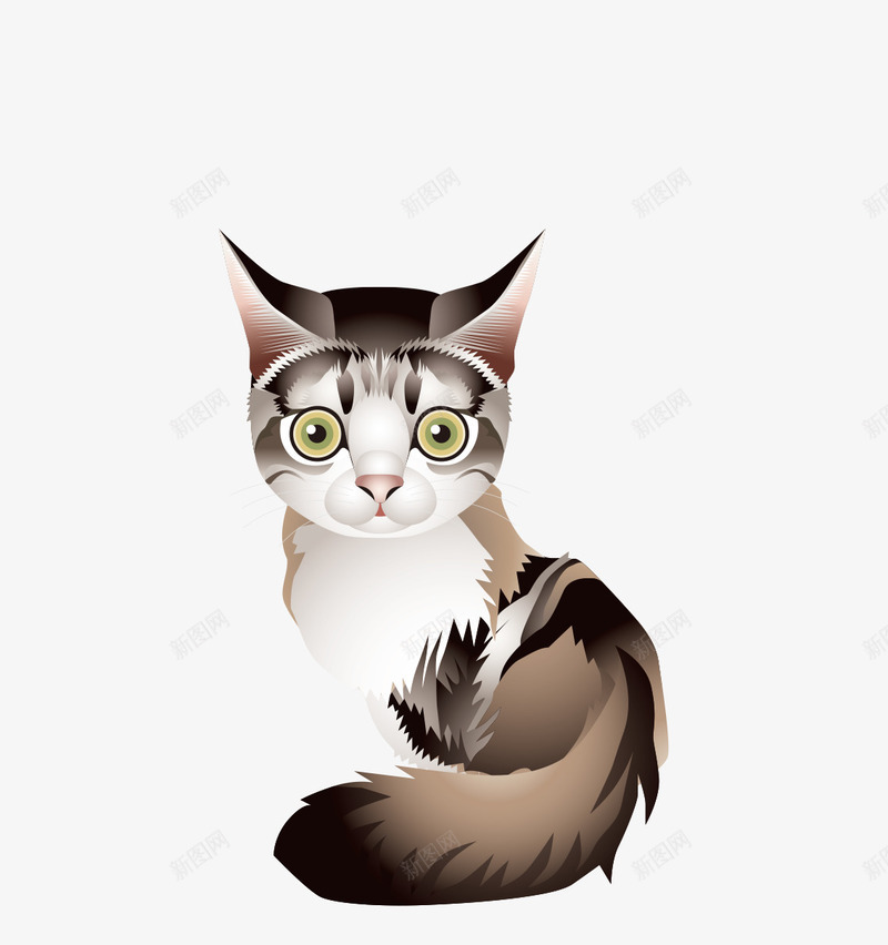 长毛棕色可爱猫咪png免抠素材_88icon https://88icon.com 动物 卡通 可爱的 小猫咪 棕色毛发 简图 长毛