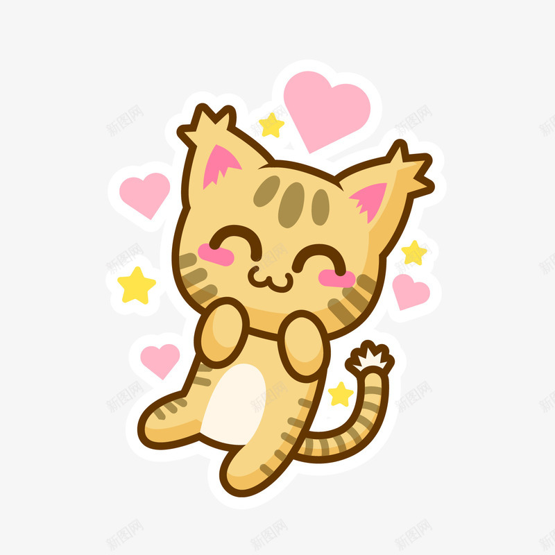 可爱小猫咪png免抠素材_88icon https://88icon.com 卡通小猫 卡通猫咪 可爱猫咪 心形 背景装饰