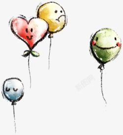 可爱笑脸彩绘气球素材