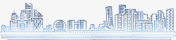 蓝色光效杭州城市线条PSD素材