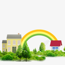 彩虹房屋卡通素材