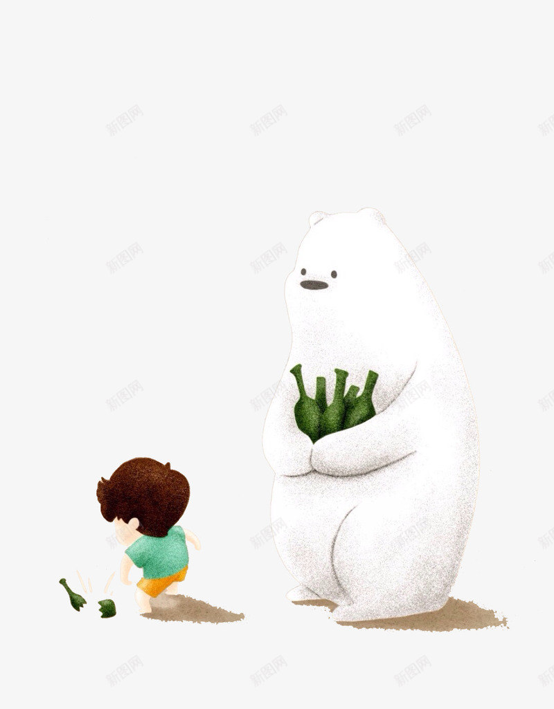 小孩与大白熊png免抠素材_88icon https://88icon.com 儿童插画 卡通 卡通插画 可爱 小朋友 熊 童话