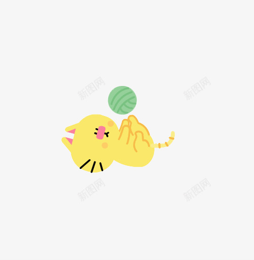 小猫玩线球png免抠素材_88icon https://88icon.com 小猫 毛线球 玩耍 黄色