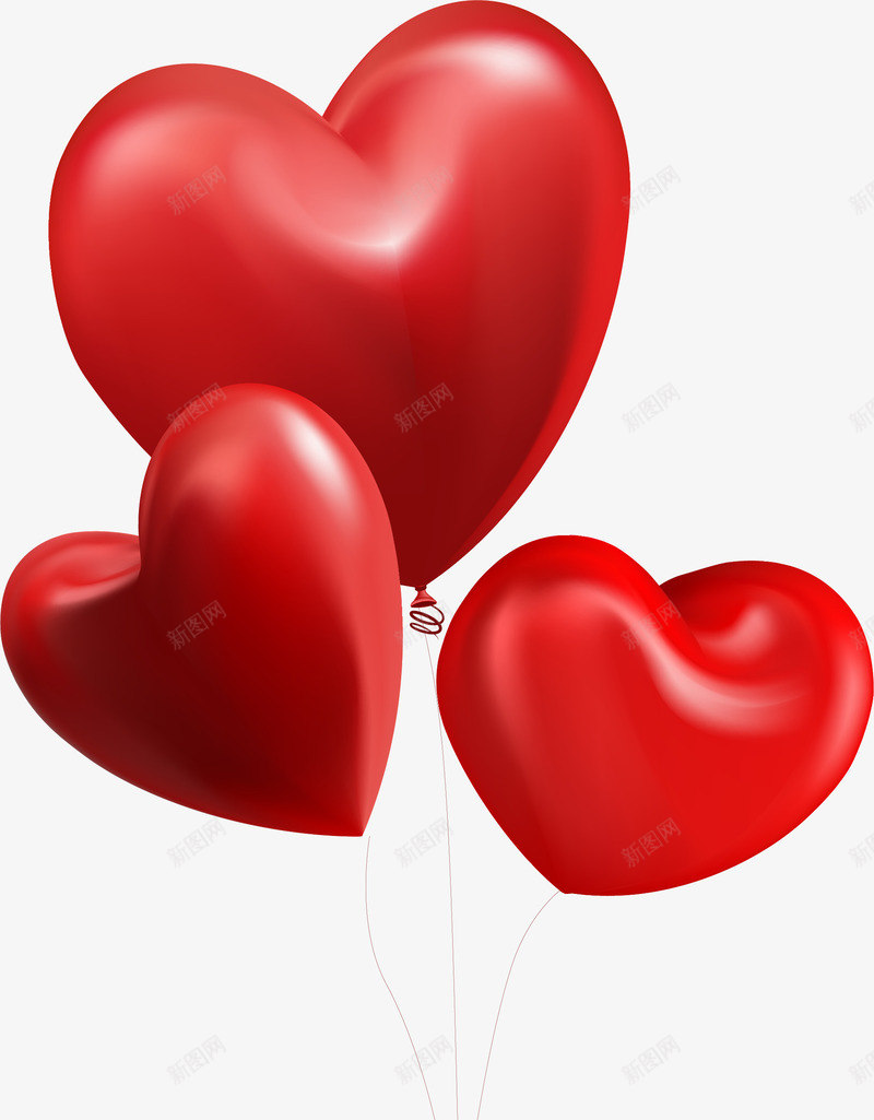 红色爱心装饰图案png免抠素材_88icon https://88icon.com 七夕 七夕情人节 免抠PNG 心形气球 情人节 浪漫爱情 爱心气球 红色气球