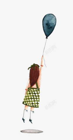 气球小女孩女孩背影高清图片
