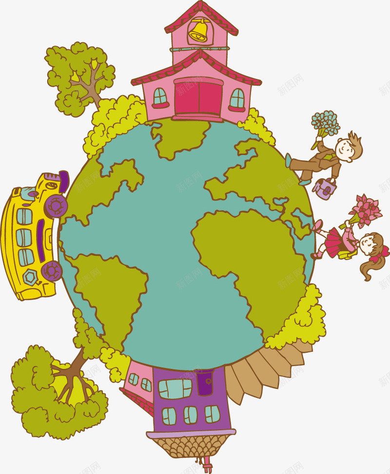 地球村矢量图ai免抠素材_88icon https://88icon.com 同住地球村 学习 学习用具 学校 手绘 生活 矢量图