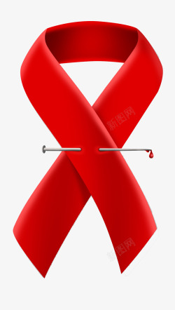 小别针艾滋病红丝带和别针插画高清图片