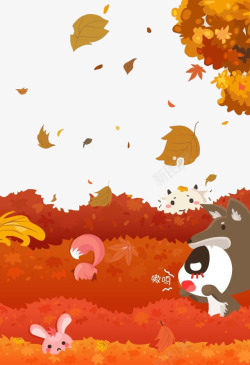 儿童落叶秋天的森林高清图片