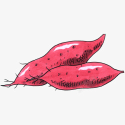 美味火腿肠卡通插画卡通手绘红色红薯插画高清图片