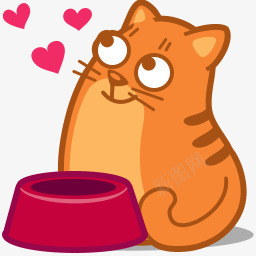 等饭的橙色小猫卡通png免抠素材_88icon https://88icon.com 卡通 橙色