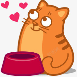 橙色小猫等饭的橙色小猫卡通高清图片