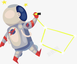 宇航员人物卡通创意画画宇航员人物插画高清图片