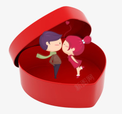 爱心吻314白色情人节卡通礼盒亲吻情侣高清图片
