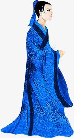 蓝衣古代男子海报背景七夕情人节素材