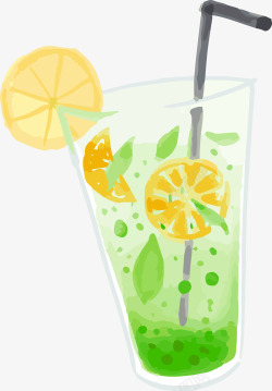 夏季果汁卡通手绘彩色果汁插画装饰矢量图高清图片