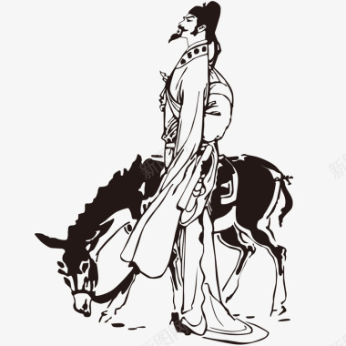 写意画风中国古典白描人物肖像图图标图标