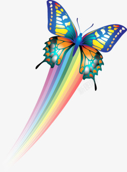 手绘彩虹彩色蝴蝶图案矢量图素材