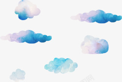 蓝色云梦幻水彩云朵高清图片