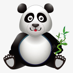 拿竹子的卡通熊猫矢量图素材