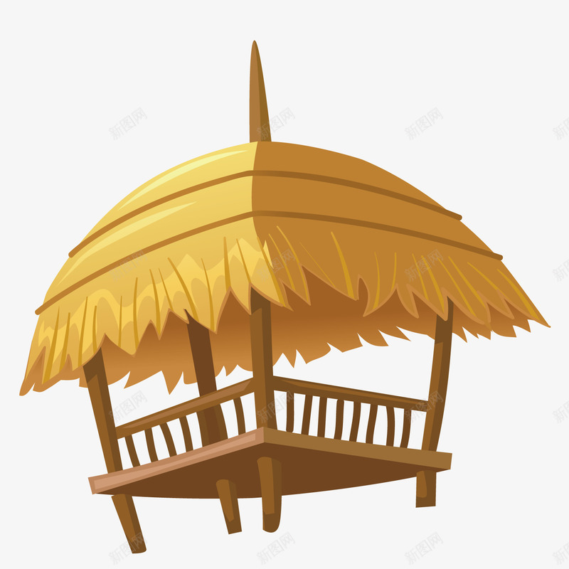 茅草屋矢量图ai免抠素材_88icon https://88icon.com 度假 海边 矢量图 茅房 黄色 黄色草屋