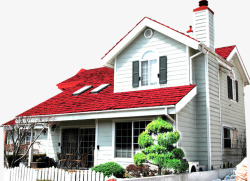春天红色建筑房屋素材