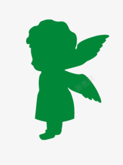 绿色天使剪影素材