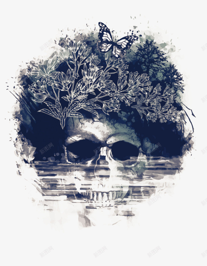 骷髅矢量图eps免抠素材_88icon https://88icon.com 卡通 手绘 森林 水彩 矢量骷髅 骷髅PNG矢量图 骷髅免扣PNG图 矢量图
