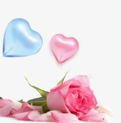 玫瑰装饰物粉色玫瑰花彩球爱心气球装饰高清图片