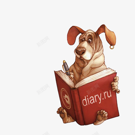 看书的小狗png免抠素材_88icon https://88icon.com 写字 卡通 宠物 手绘 拟人 插画 狗
