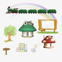 火车和彩虹素材