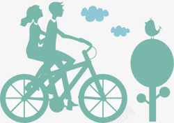 浪漫自行车甜蜜情侣骑自行车高清图片