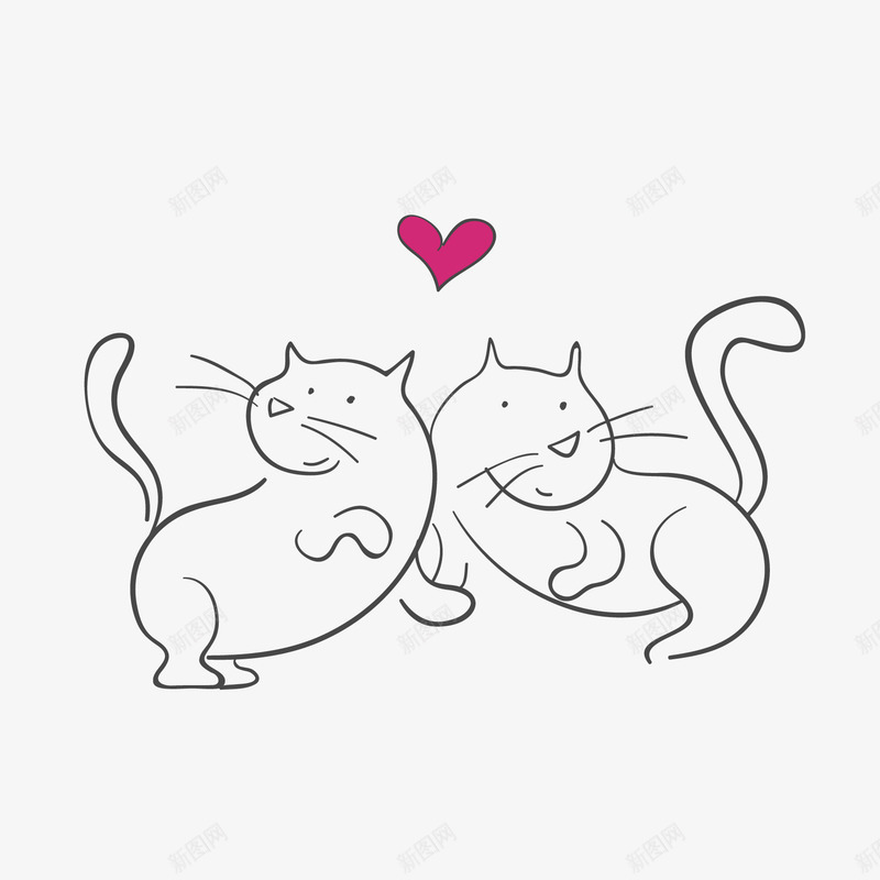 简笔画猫矢量图ai免抠素材_88icon https://88icon.com 卡通 情人节 猫 简笔画 矢量图