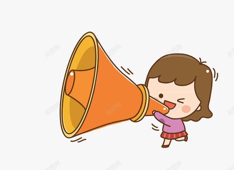 喊消息的小女孩png免抠素材_88icon https://88icon.com 卡通 可爱女孩 喊消息 大喇叭 扩音器 插画