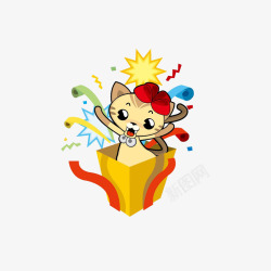 卡通小猫礼物素材