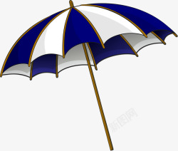 卡通蓝白相间雨伞素材