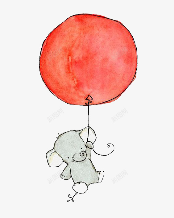 儿童插画png免抠素材_88icon https://88icon.com 儿童 卡通 大象 小清新 插画 文艺 气球 水彩
