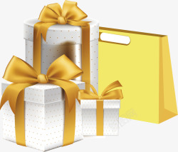 节日礼物元素白色礼盒卡通矢量图高清图片