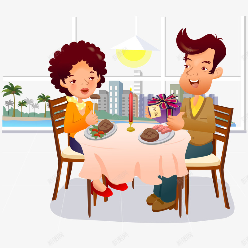 家庭插画矢量图ai免抠素材_88icon https://88icon.com 吃饭 夫妇 约会 矢量图