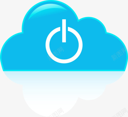 科技弧线关机蓝色云朵图标图标