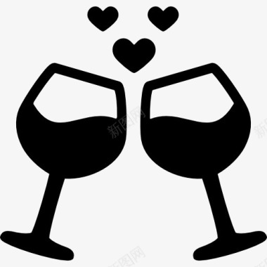 浪漫妇女节酒杯心图标图标